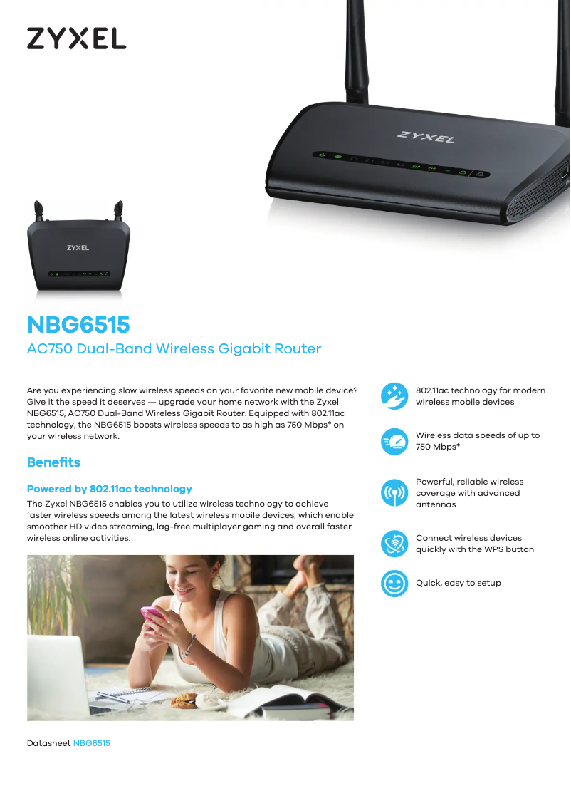 Página 1 del manual Ficha técnica ZyXEL NBG6515