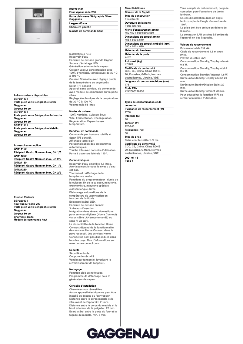 Imagen de la primera página del manual del dispositivo BSP221131