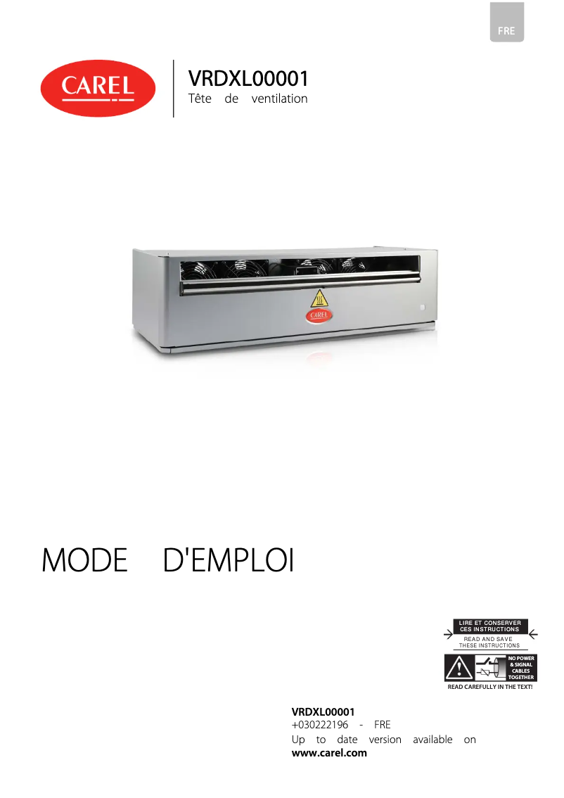Página 1 del manual Manual de usuario Carel VRDXL00001