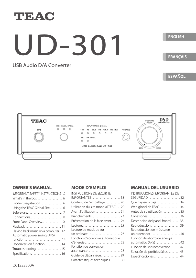 Página 1 del manual Manual de usuario Teac UD-301-S