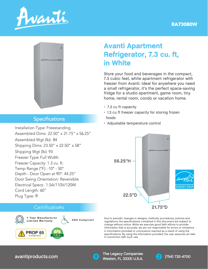 Imagen de la primera página del manual del dispositivo RA730B0W