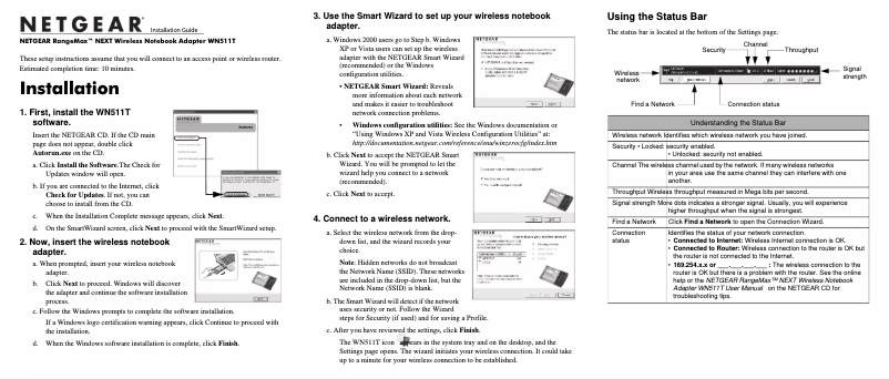 Página 1 del manual Guía de instalación Netgear WN511T