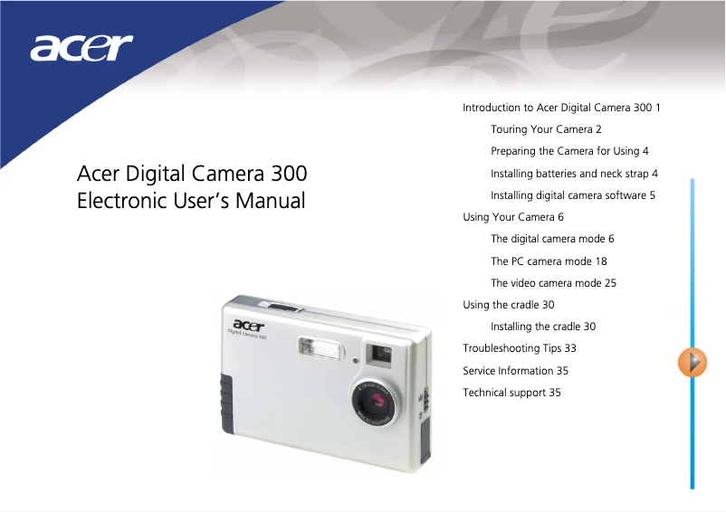 Imagen de la primera página del manual del dispositivo Digital Camera 300