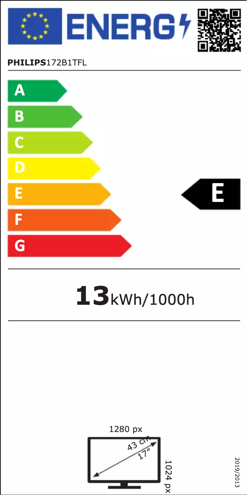 Página 1 del manual Etiqueta energética Philips 172B1TFL