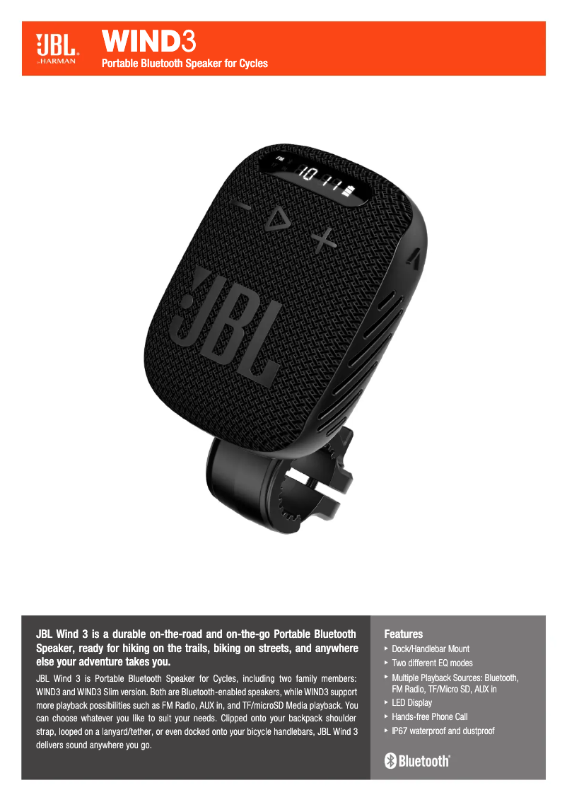 Página 1 del manual Ficha técnica JBL Wind 3