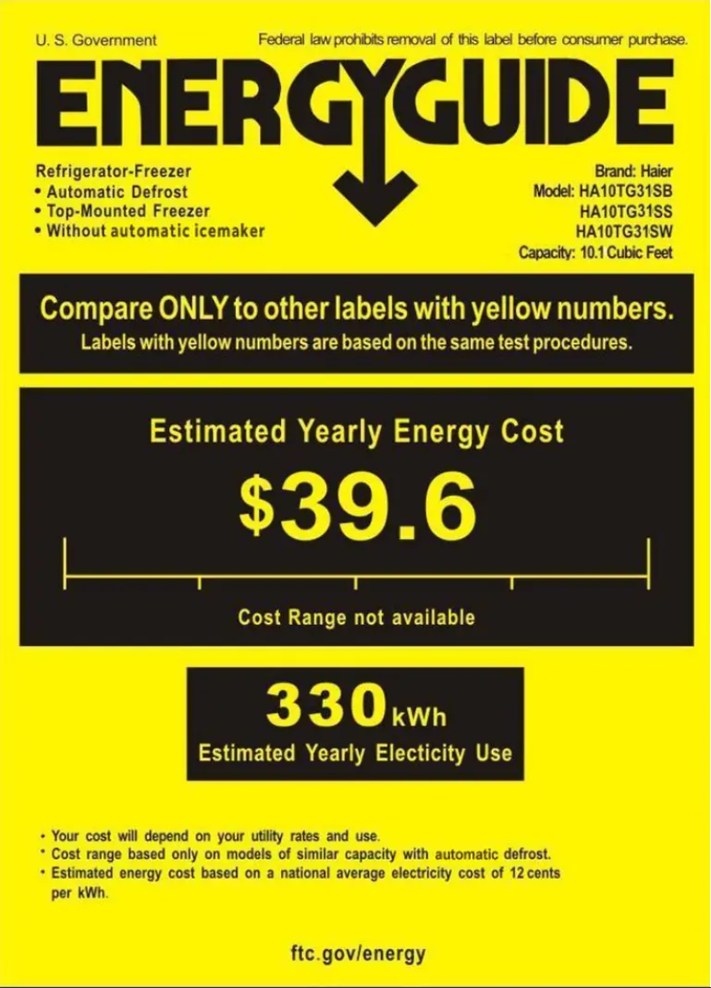 Página 1 del manual Etiqueta energética Haier HA10TG31SB