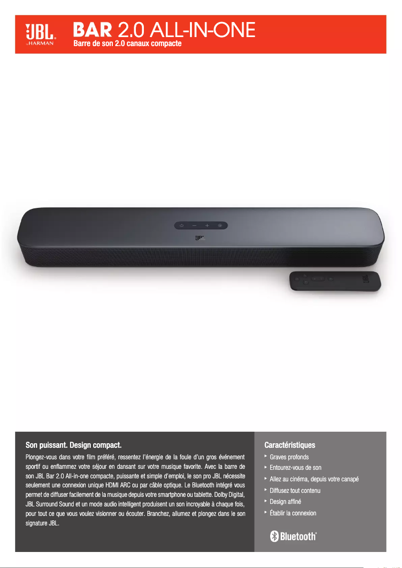 Página 1 del manual Ficha técnica JBL Bar 2.0 All-in-One