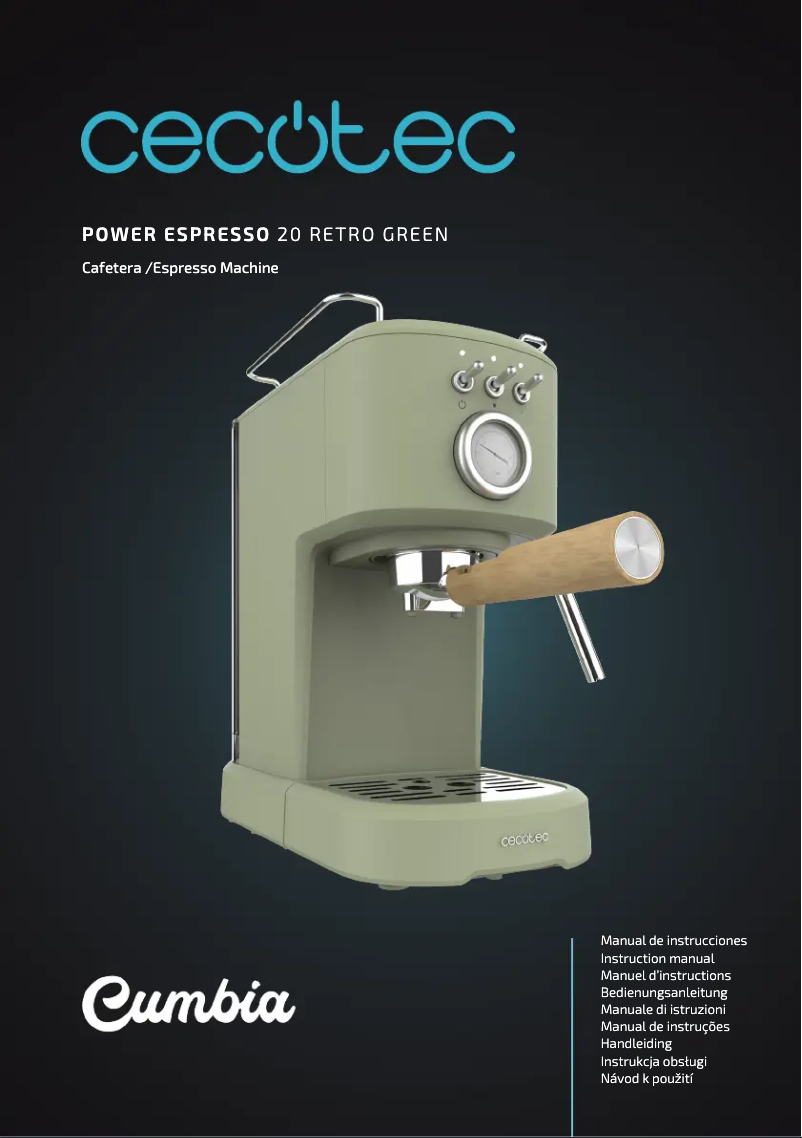 Imagen de la primera página del manual del dispositivo Power Espresso 20 Retro Green