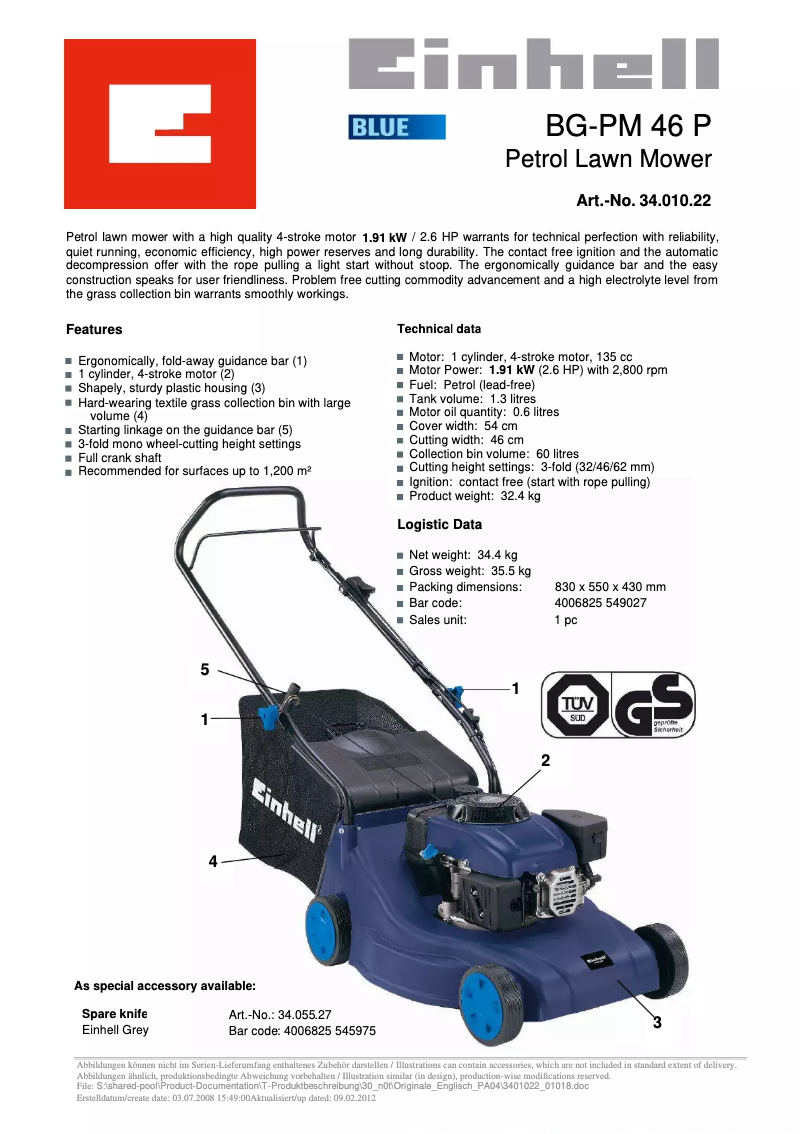 Imagen de la primera página del manual del dispositivo BG-PM 46 P