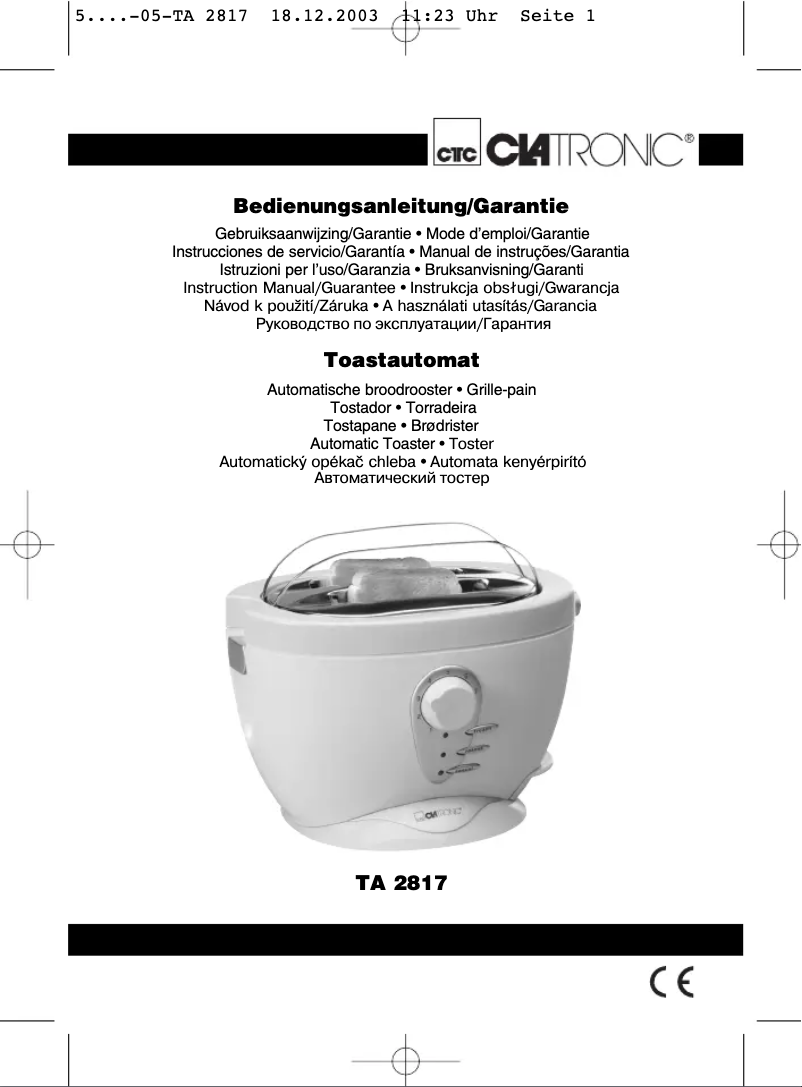 Página 1 del manual Manual de usuario Clatronic TA 2817