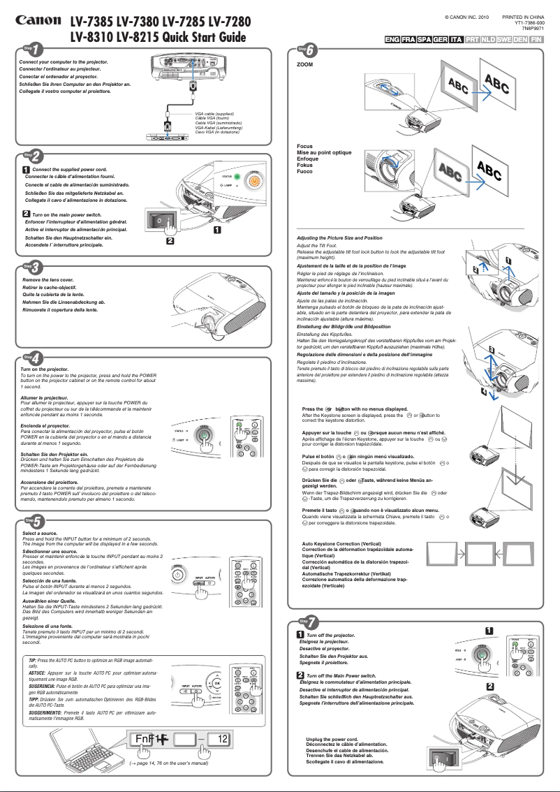 Imagen de la primera página del manual del dispositivo LV-7380