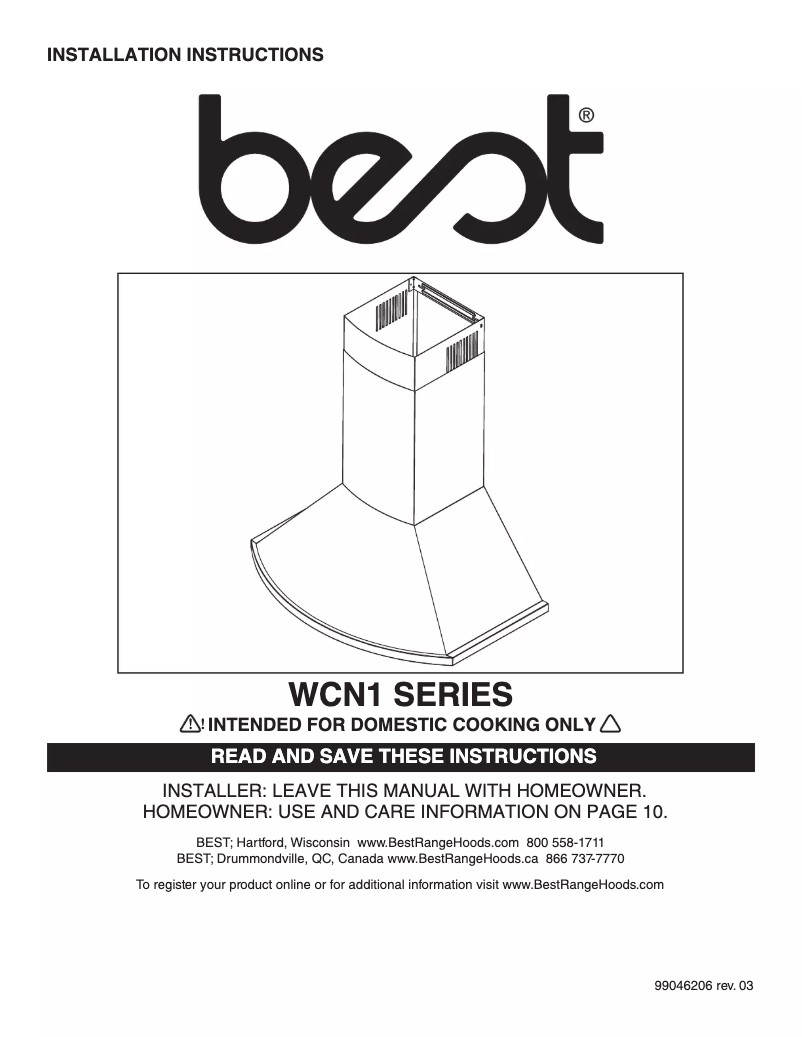 Página 1 del manual Guía de instalación Best WCN1366SS
