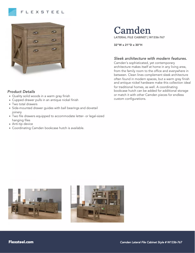 Página 1 del manual Manual de usuario Flexsteel Camden W1336-767