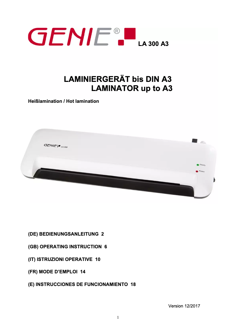 Página nº 1 - Manual de usuario Genie LA 300 A3