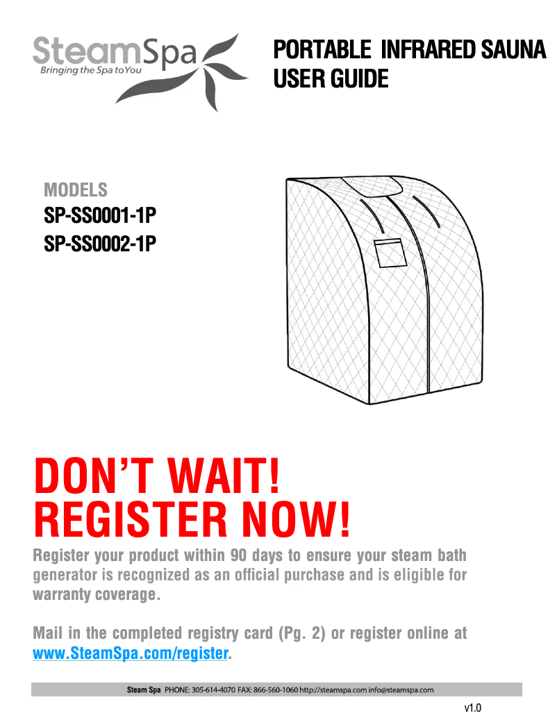 Página nº 1 - Manual de usuario SteamSpa SP-SS0001-1P