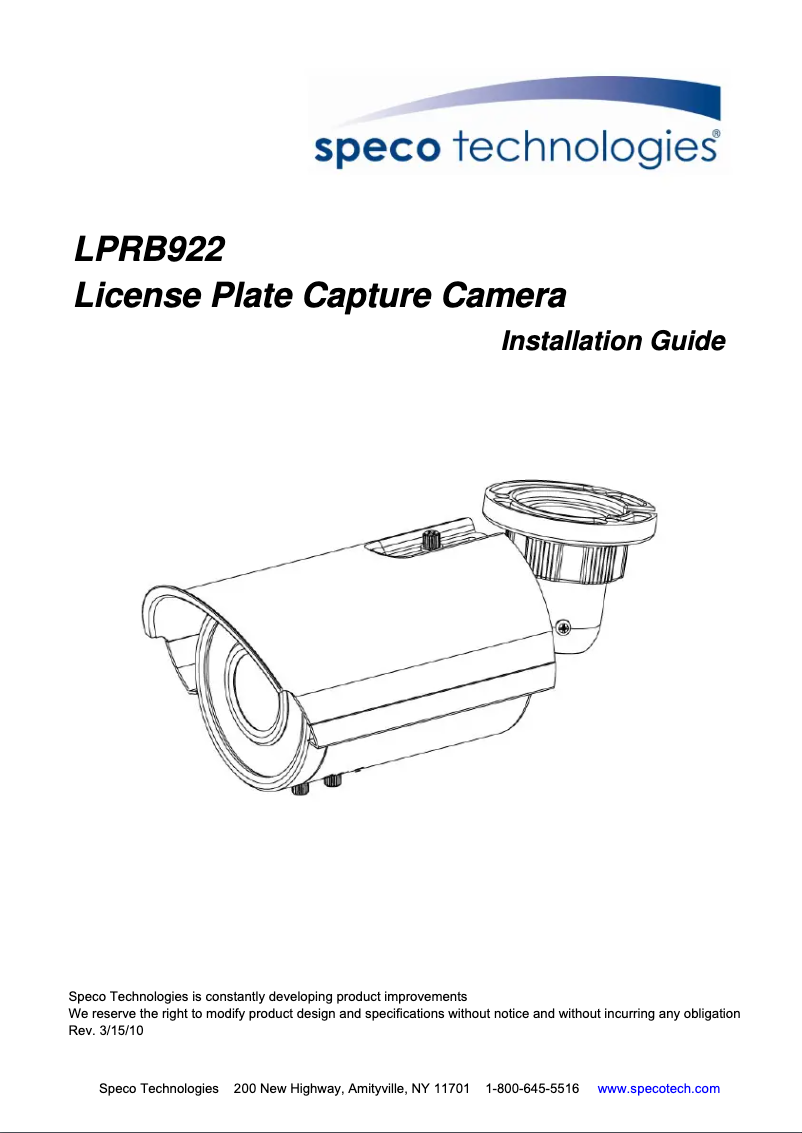 Imagen de la primera página del manual del dispositivo LPRB922