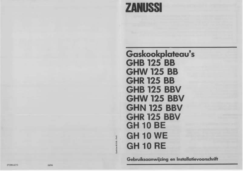 Página nº 1 - Manual de usuario Zanussi GH10RE
