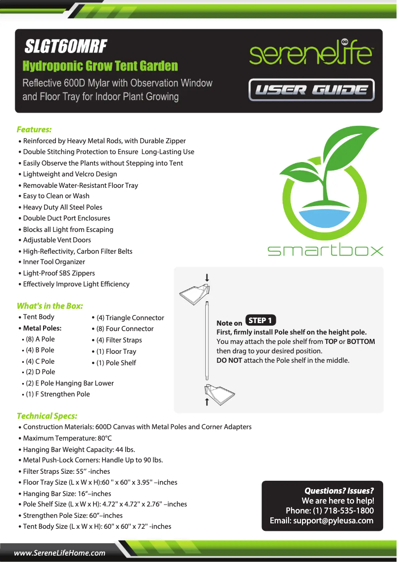 Página 1 del manual Manual de usuario SereneLife SLGT60MRF