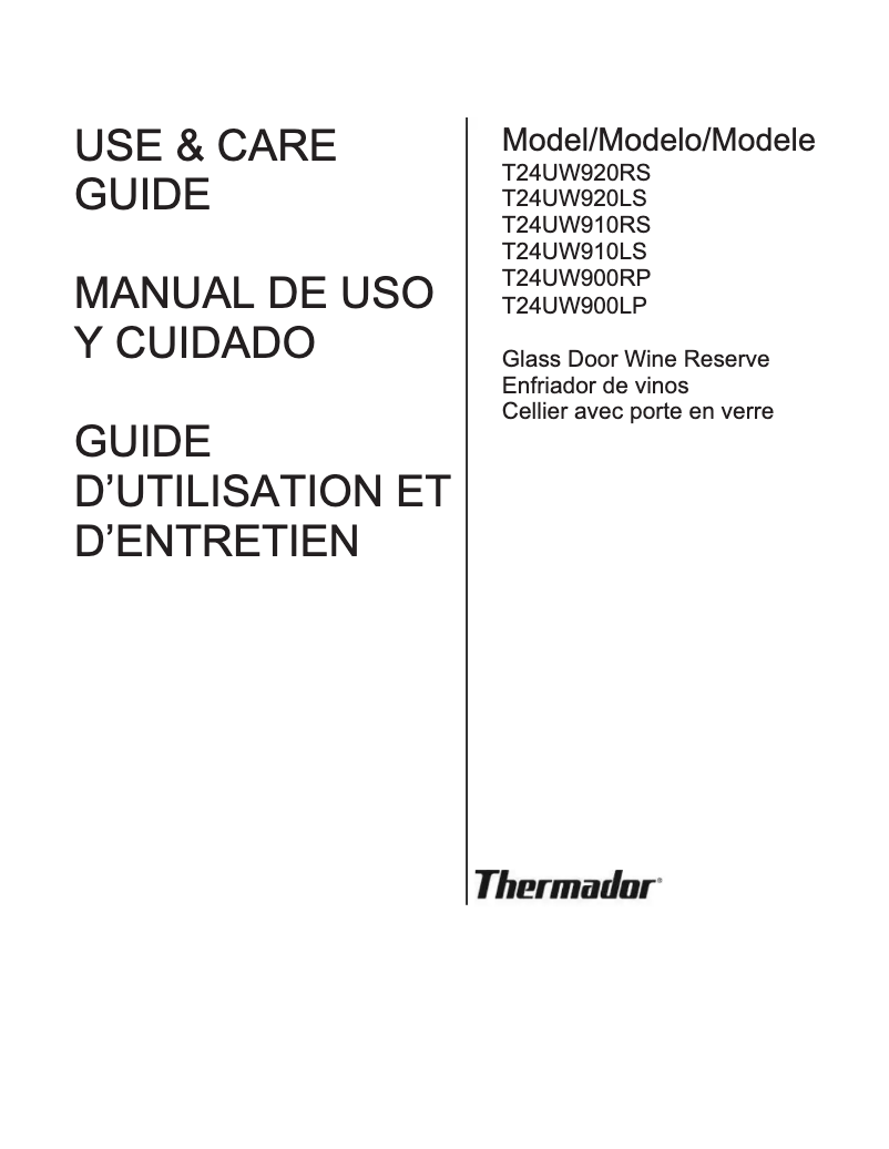 Página 1 del manual Manual de usuario Thermador T24UW920RS