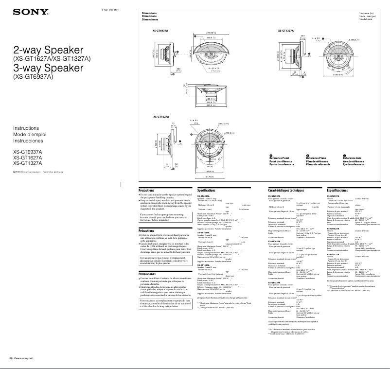 Página 1 del manual Manual de usuario Sony XS-GT1327A