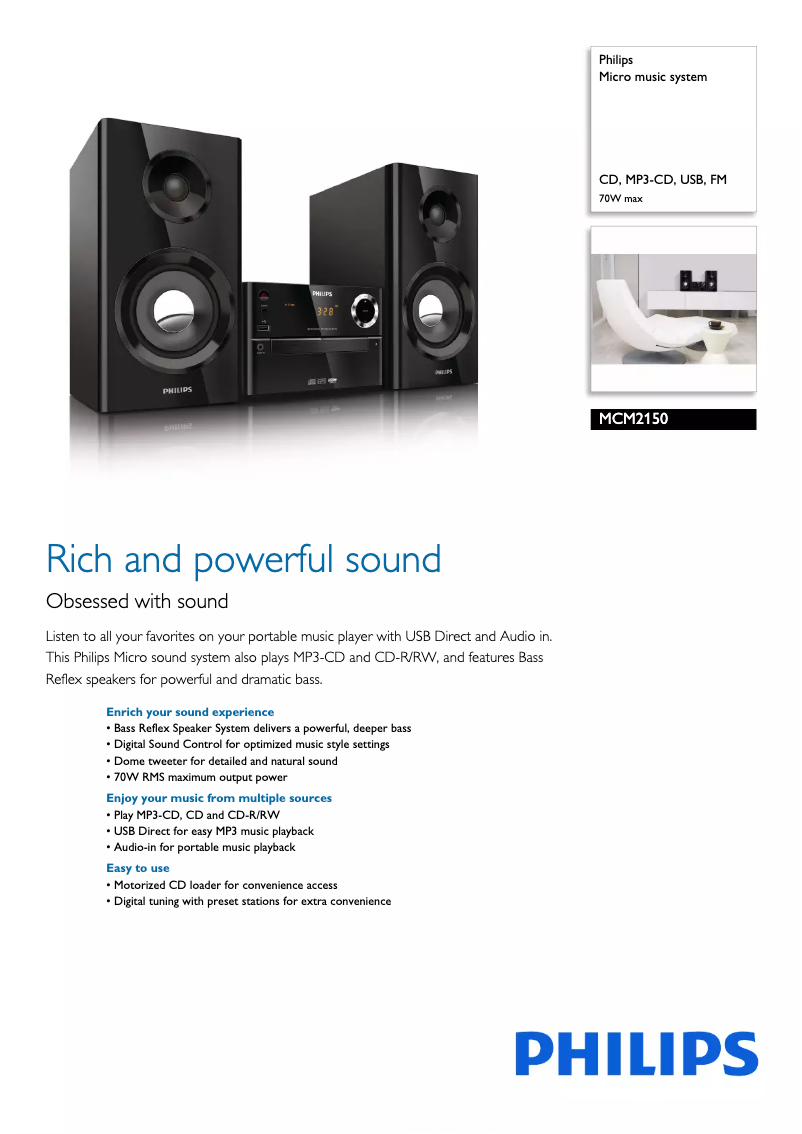 Página 1 del manual Folleto Philips MCM2150