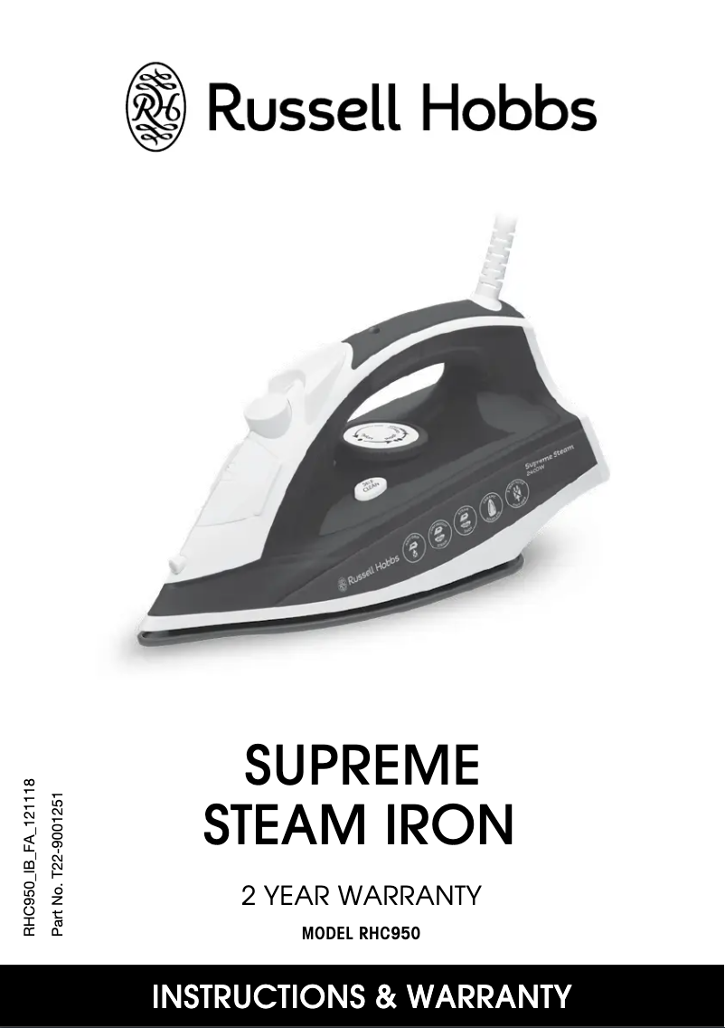 Página 1 del manual Manual de usuario Russell Hobbs Supreme Steam Iron RHC950