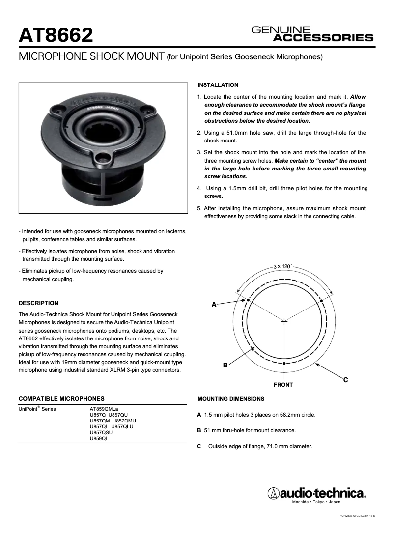 Página 1 del manual Manual de usuario Audio-Technica AT8662