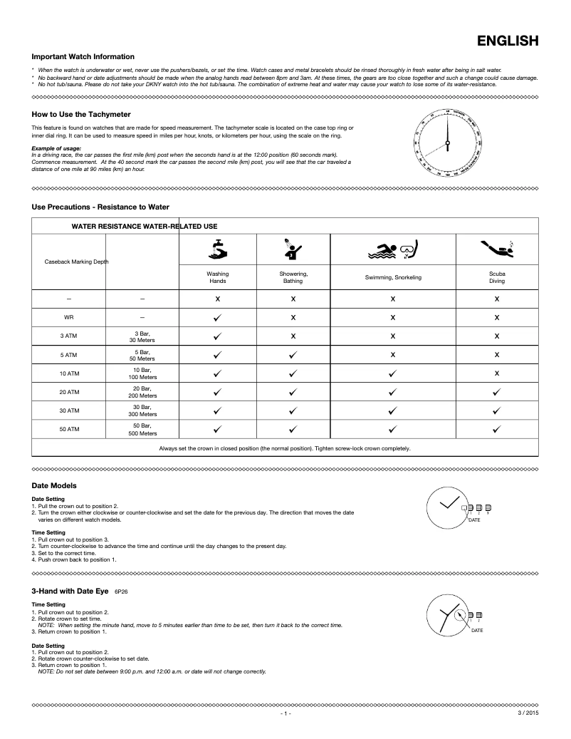 Página nº 1 - Manual de usuario DKNY Geenpoint NY2756