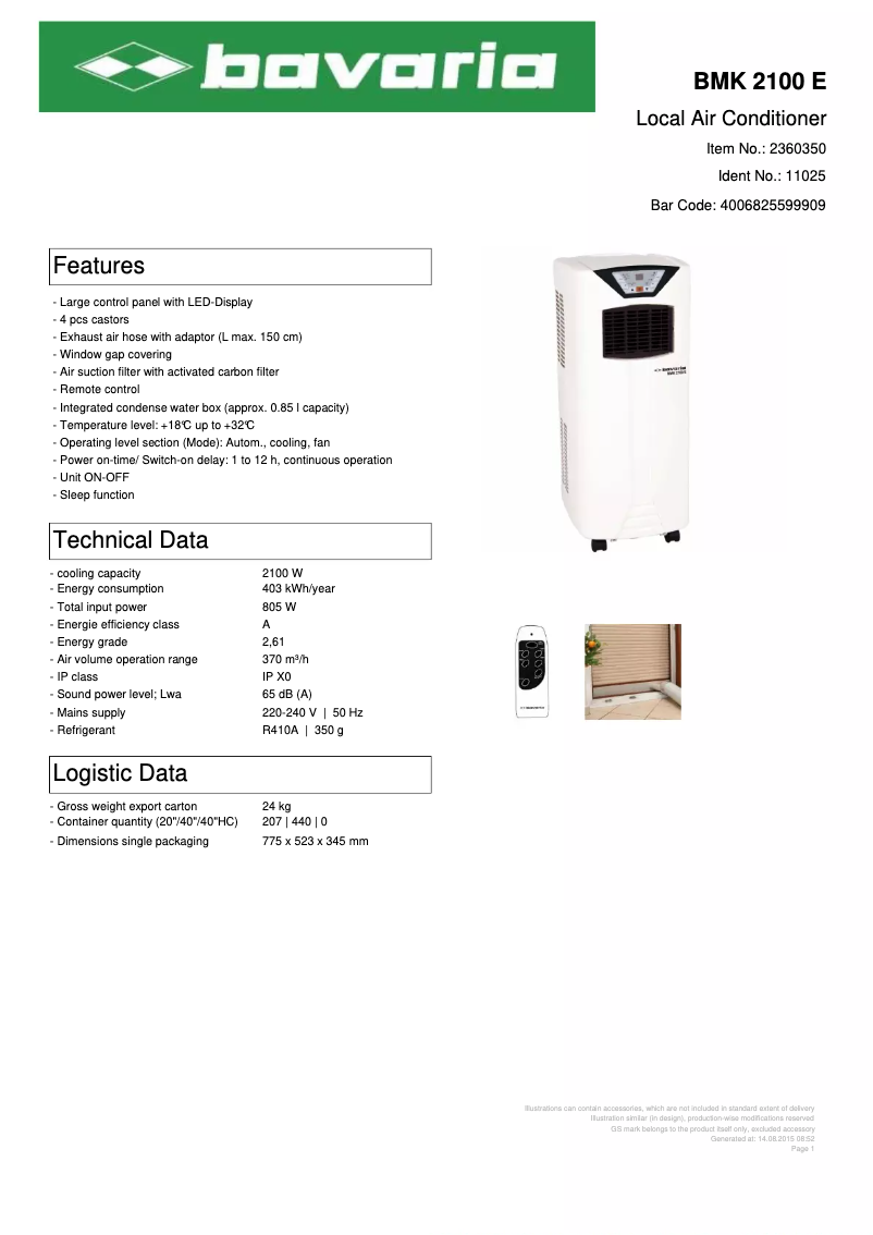 Página nº 1 - Manual de usuario Bavaria BMK 2100 E