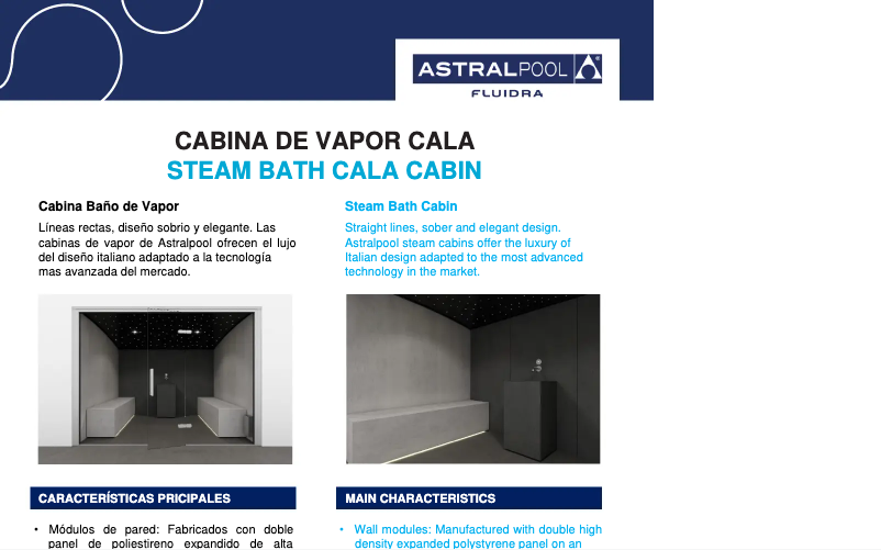 Página 1 del manual Ficha técnica AstralPool Cala