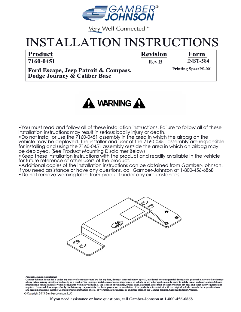 Página 1 del manual Manual de usuario Gamber-Johnson 7160-0451