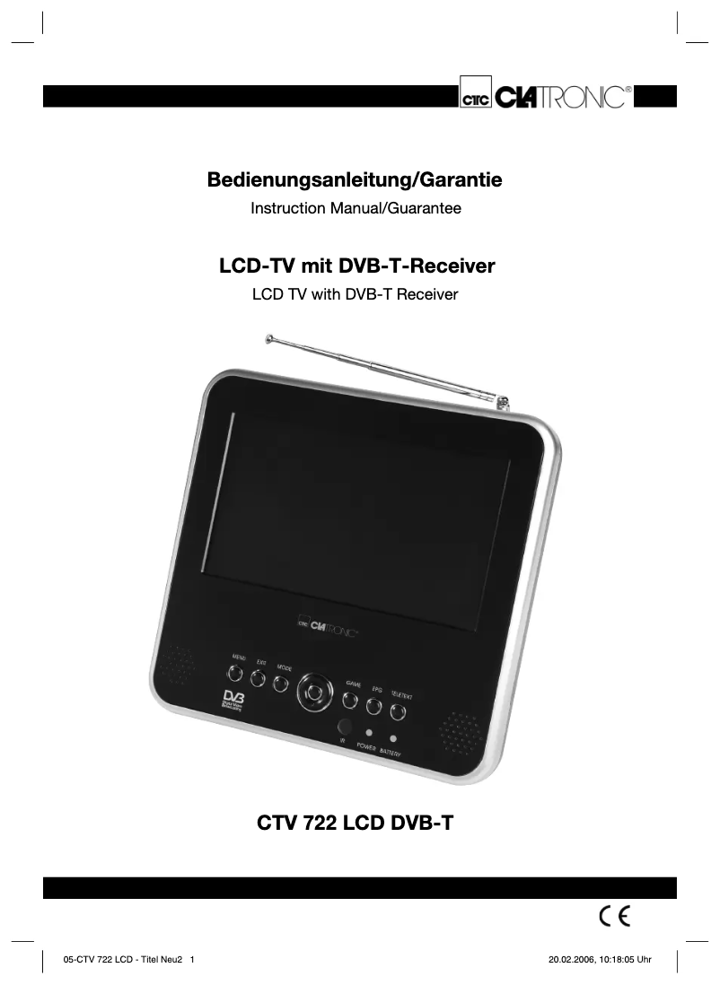 Imagen de la primera página del manual del dispositivo CTV 722