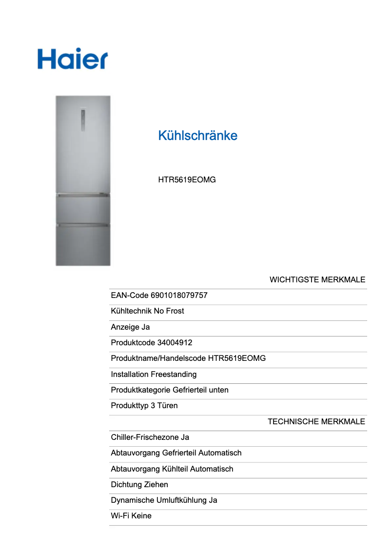 Imagen de la primera página del manual del dispositivo HTR5619EOMG