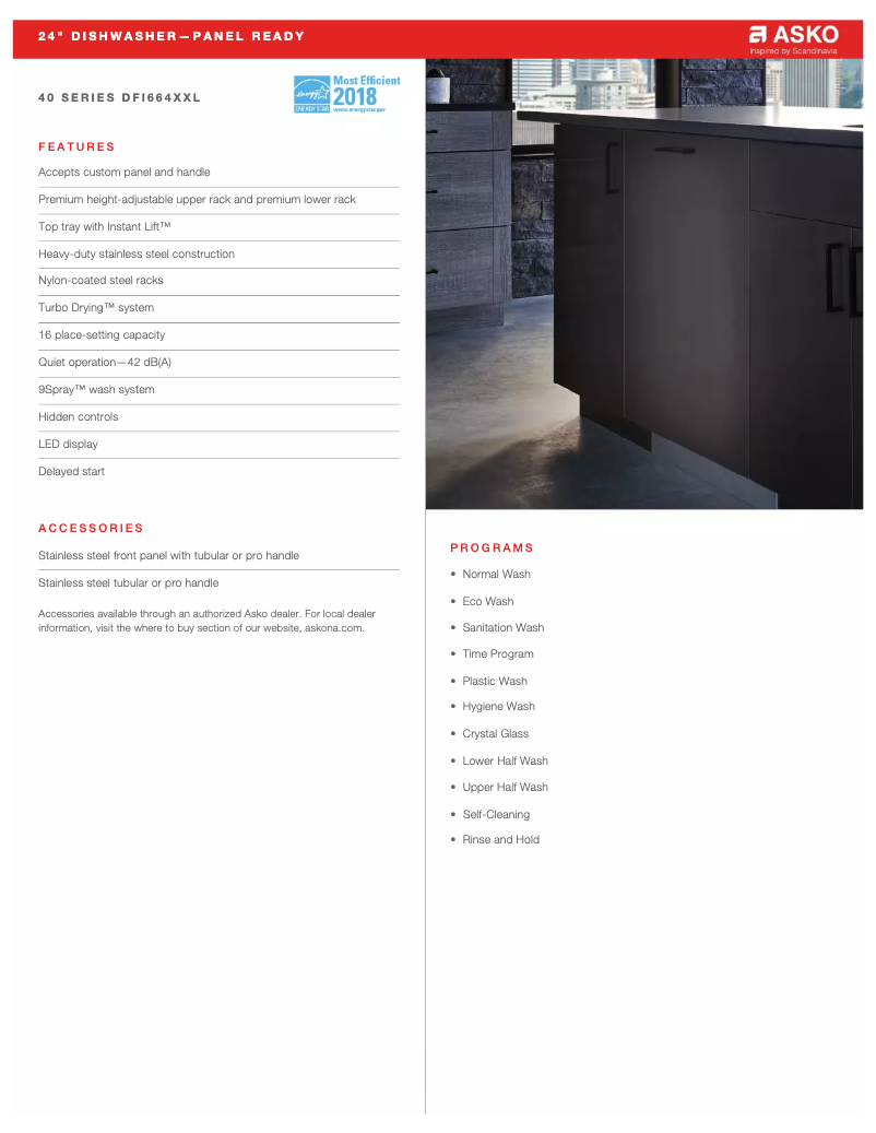 Página 1 del manual Ficha técnica Asko DFI664XXL