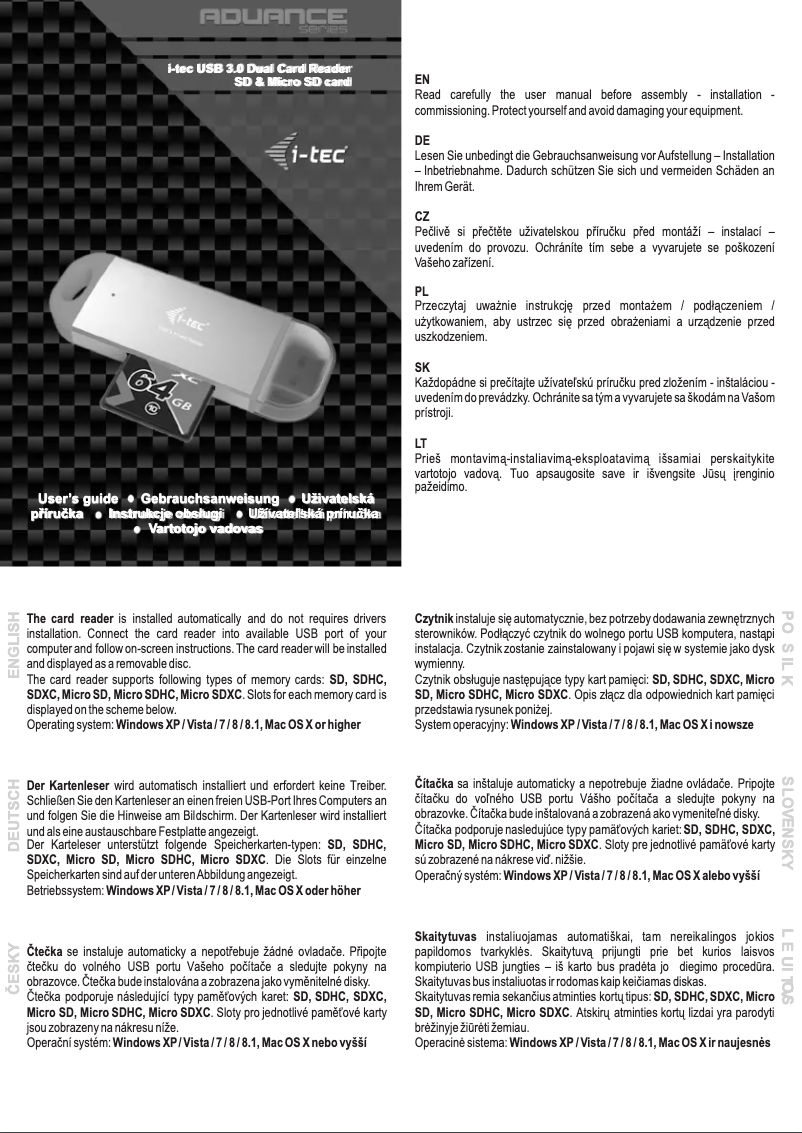 Imagen de la primera página del manual del dispositivo U3CRDUO