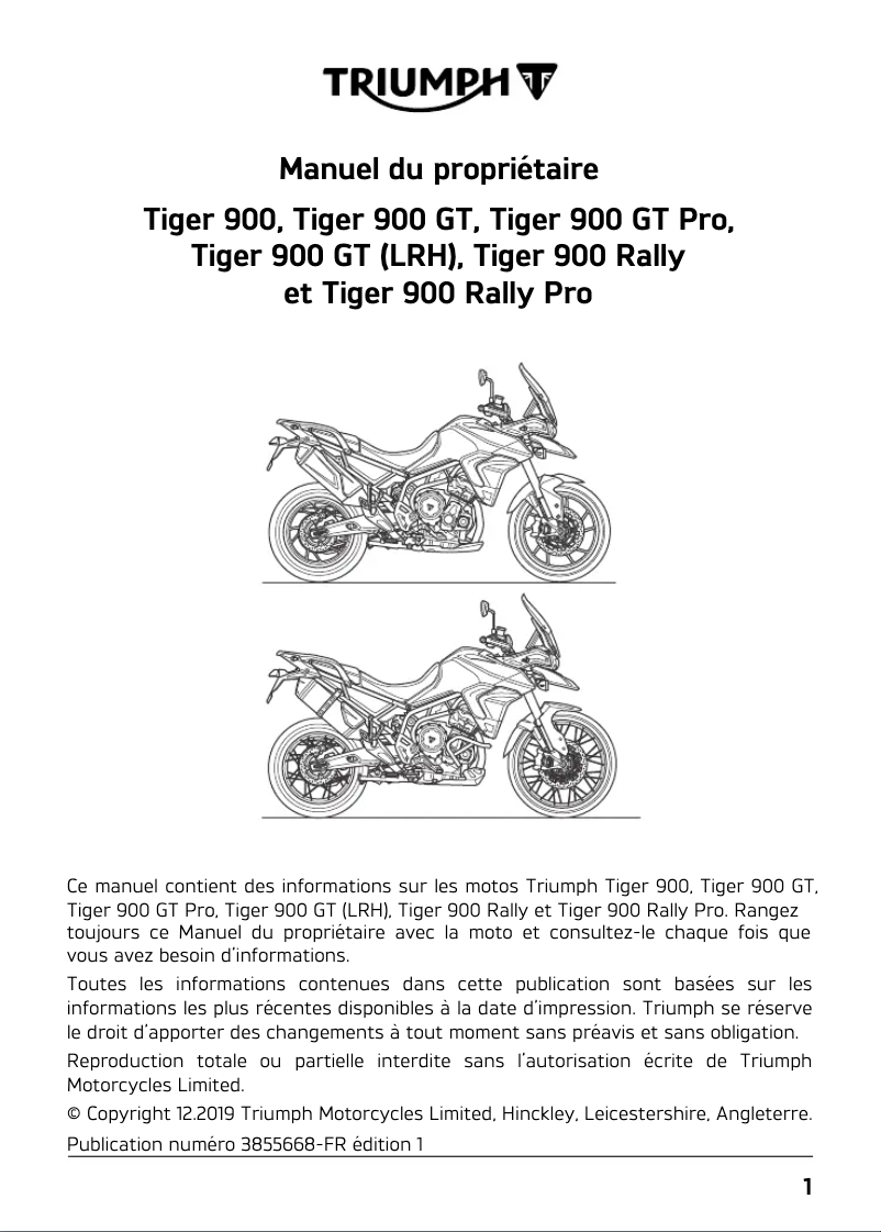 Imagen de la primera página del manual del dispositivo Tiger 900 (2021)