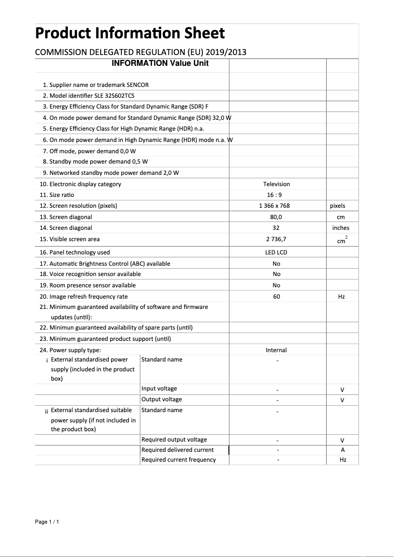 Imagen de la primera página del manual del dispositivo SLE 32S602TCS