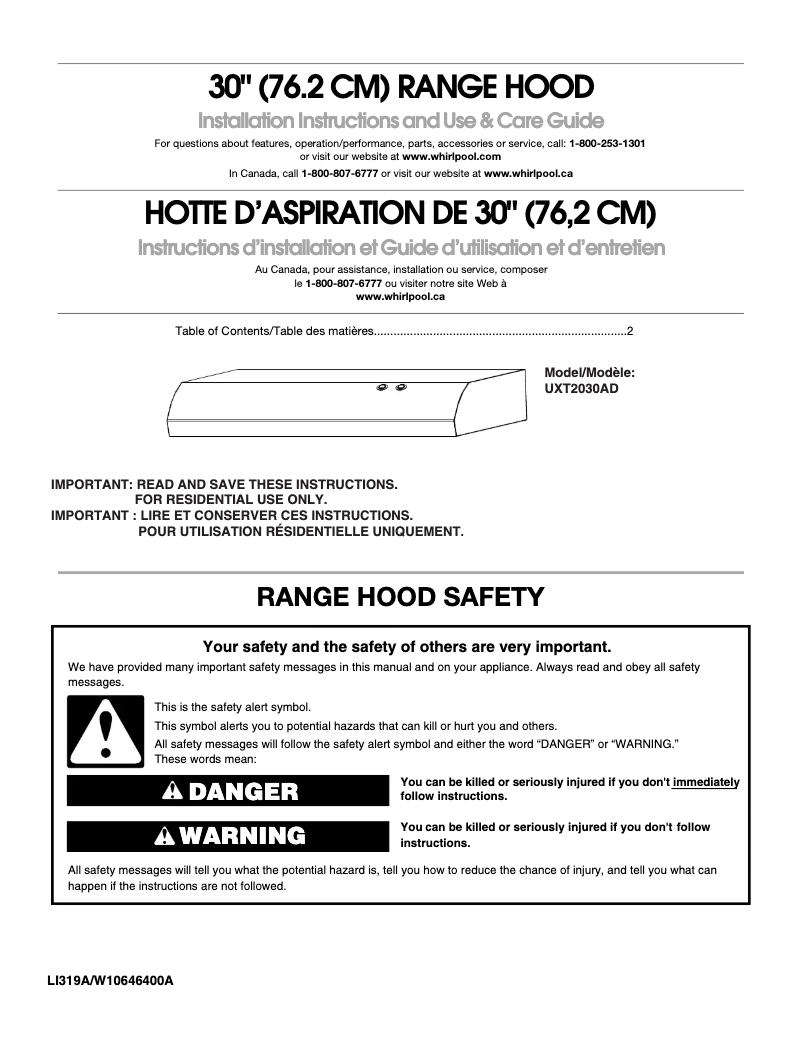 Página 1 del manual Manual de instrucciones Maytag UXT2030ADB