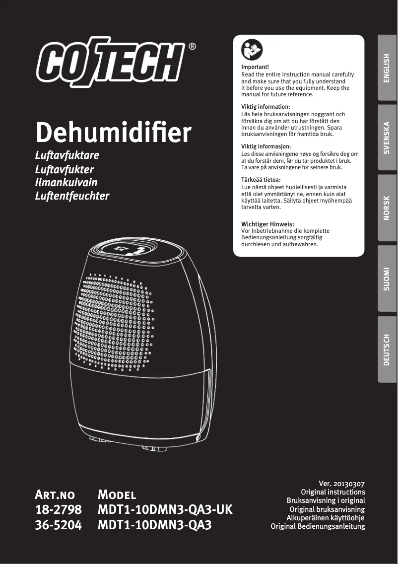 Página nº 1 - Manual de usuario Cotech MDT1-10DMN3-QA3