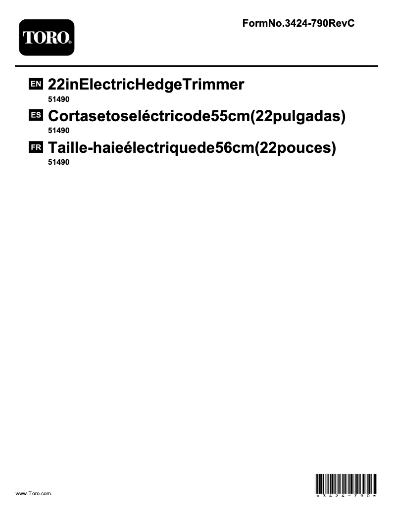 Página 1 del manual Manual de usuario Toro 51490