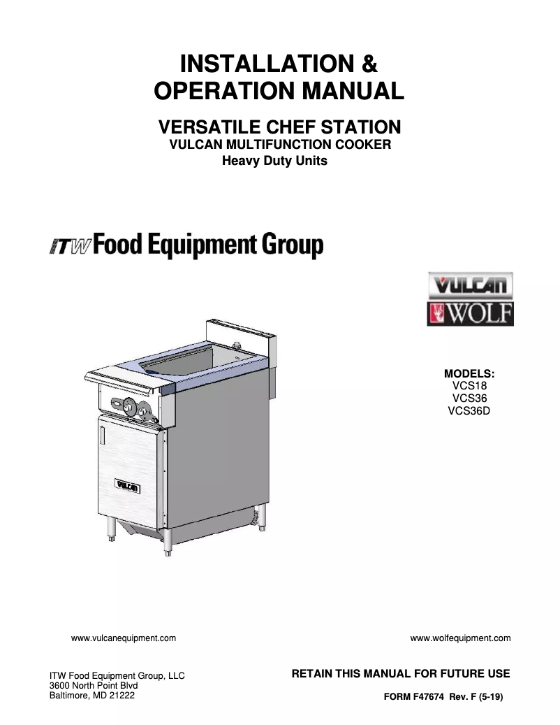 Página 1 del manual Manual de usuario Vulcan VCS36D