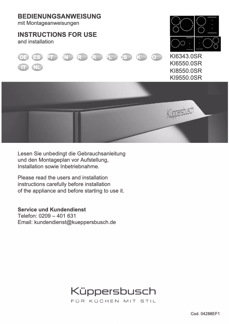 Imagen de la primera página del manual del dispositivo KI6550.0SR