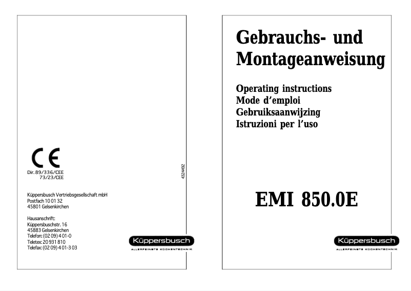 Página nº 1 - Manual de usuario Küppersbusch EMI 850.0E