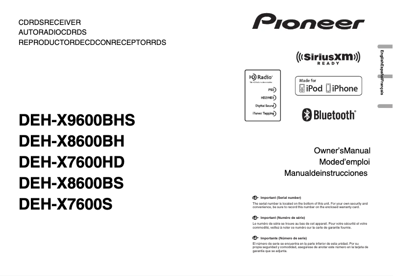 Página 1 del manual Manual de usuario Pioneer DEH-X7600HD