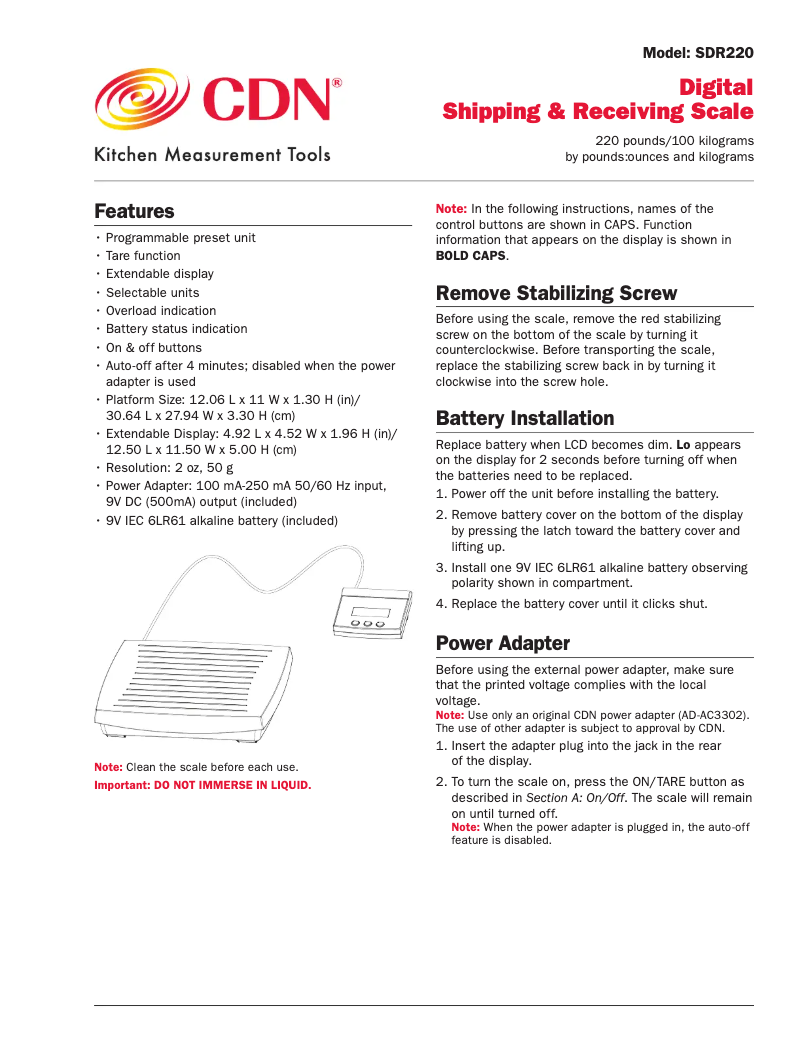 Imagen de la primera página del manual del dispositivo SDR220