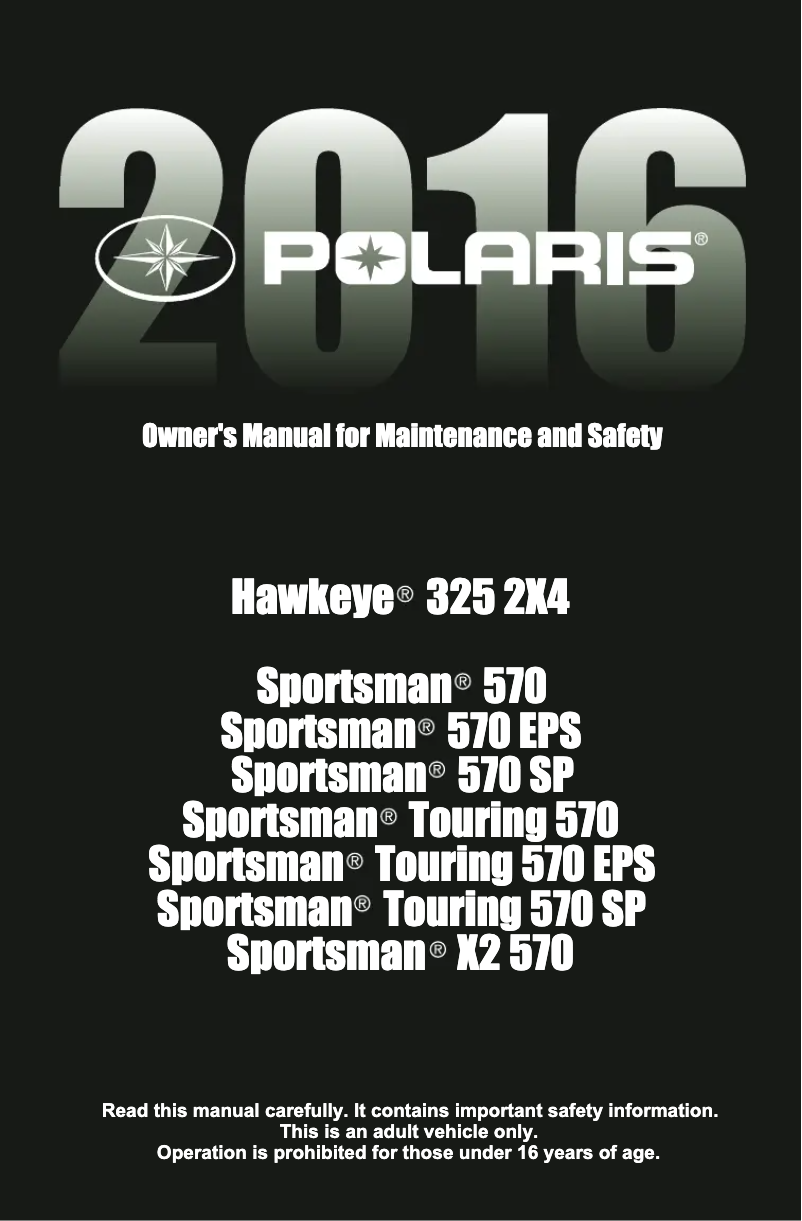 Página 1 del manual Manual de usuario Polaris Sportsman Touring 570 (2016)