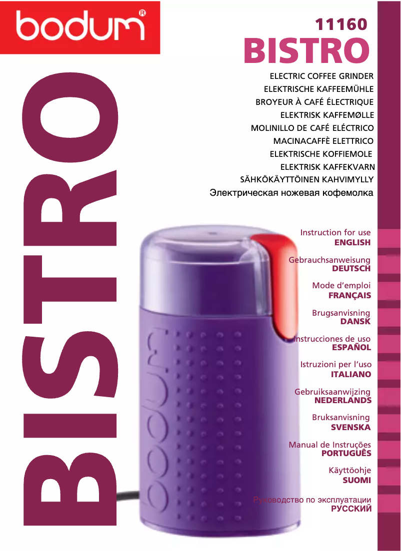 Imagen de la primera página del manual del dispositivo Bistro 11160