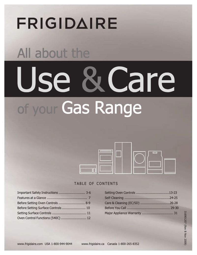 Página 1 del manual Manual de usuario Frigidaire FGGF3054KB
