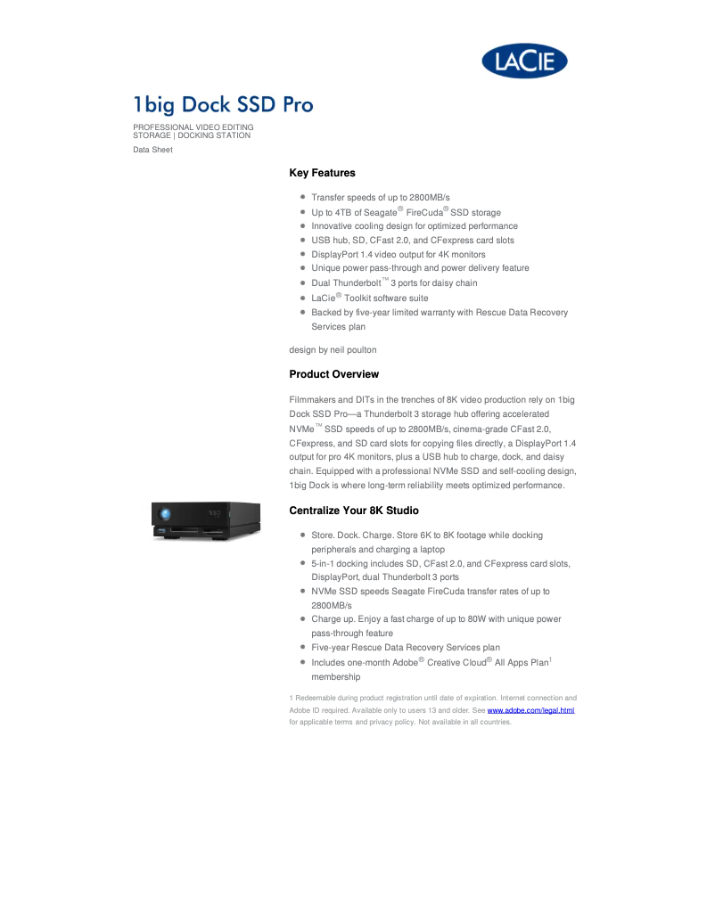 Página nº 1 - Ficha técnica LaCie 1big Dock SSD Pro