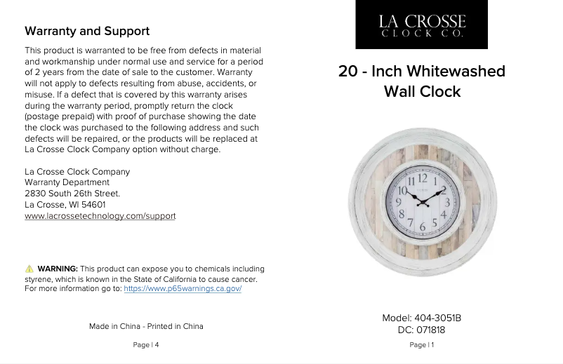 Imagen de la primera página del manual del dispositivo 404-3051B